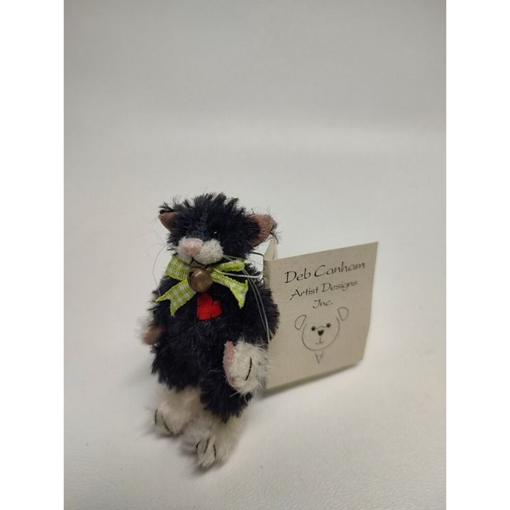 Vintage Deb Canham Black Tuxedo Cat POPPET #144 of 1000 Fully Jointed 2-3/4""